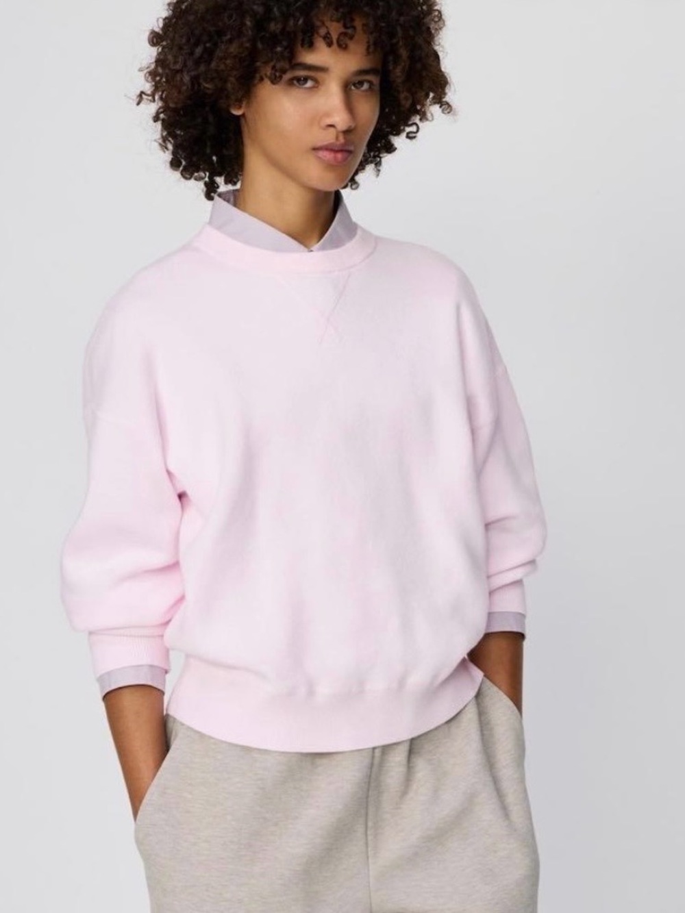 Uniqlo: C Smooth Cotton Pink Crewneck Sweatshirt